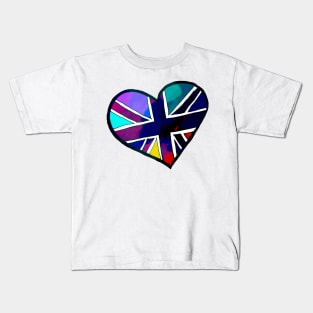 Discolored Union Jack Heart Kids T-Shirt